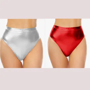 NWT Set of 2 High-Waisted Metallic Rave Booty Shorts -‎ Red & Silver - Medium thumbnail 2
