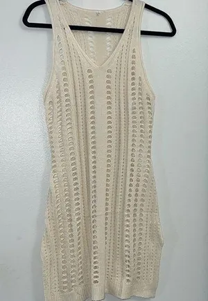 Amazon New - Crochet Swim Cover-Up Dress | White / Cream thumbnail 1