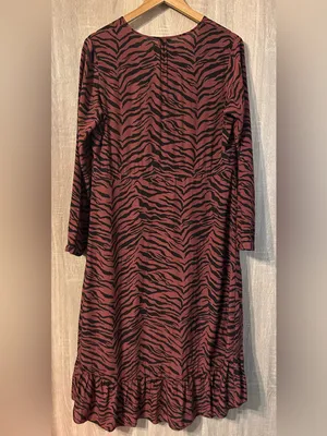 Rails Rust Black Tiger Stripe High Low Ruffle Hem Midi Dress Size Medium thumbnail 4