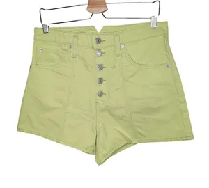 Levi's High Waisted Mom Denim Jean Shorts Button Fly Lime Green Size 31 thumbnail 1