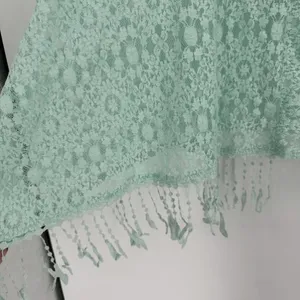 NWT Alberto Makali Mint Green‎ Lace Poncho Fringe Cape Boho Festival Sheer M thumbnail 5