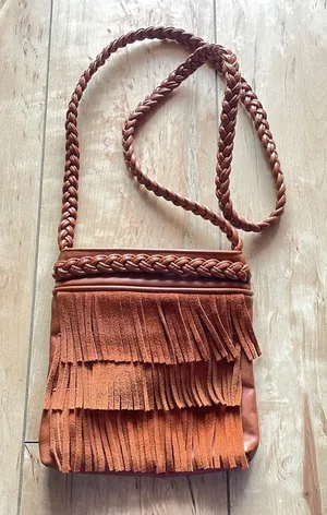 Faux Leather Fringe Cossbody Bag with‎ Braided Strap thumbnail 1