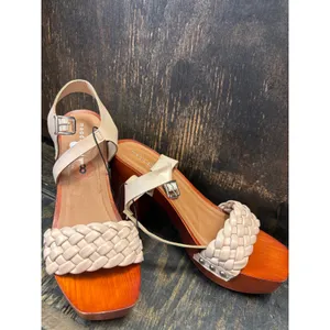 Madden Girl G-Cabby Cream Braided Platform Wood Block‎ Heel Sandals Womens 8 thumbnail 3