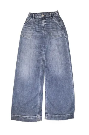 American Eagle Curvy Super High Rise Jeans Womens 0 -26x31 Blue Baggy Wide Leg thumbnail 1