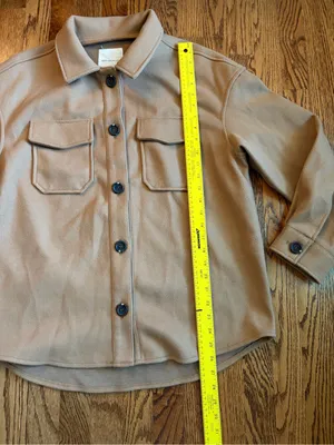 Avec Les Filles Oat Melange Boyfriend Shacket Jacket Beige M thumbnail 10