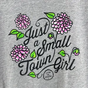 Life is Good Crusher Tee Just a Small Town Girl Gray Graphic T-Shirt Women's Med thumbnail 2