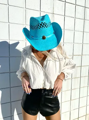Turquoise Cowboy Hat Blue thumbnail 1