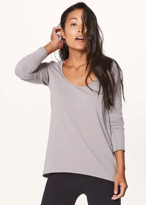 Lululemon Another Round Pima Cotton Long Sleeve Shirt in Dark Chrome WOMEN SMALL thumbnail 1