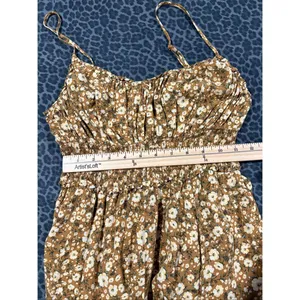 Old Navy Floral Cami Dress XS Brown Ditsy Print Smocked Midi Boho Cottagecore thumbnail 6