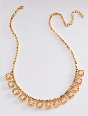 Anthropologie Statement Stone Necklace in Citrine thumbnail 1