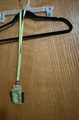 Prada Lime Green Logo Triangle Pouch thumbnail 1