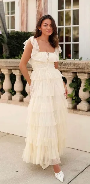 tiered ruffle maxi dress White thumbnail 2