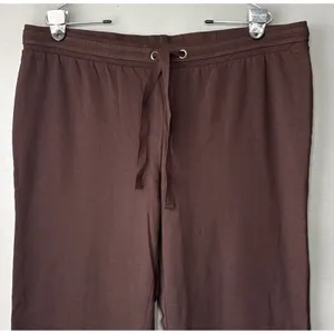 BCBG Tasha Wide Leg Sweat Pants Size XL Dark Brown French Terry Lounge Comfort thumbnail 2