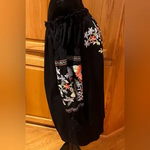 Free People Fleur‎ Du Jour Floral Embroidered Off-the-Shoulder Mini Dress Small thumbnail 10