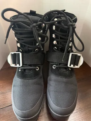 Steve Madden women's Grady Black Chunky Black Boots booties Size 8 thumbnail 2