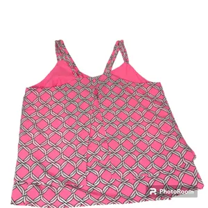 Crown & Ivy Tiered dual strapped racer back flowy tank sleeveless blouse basket weave print thumbnail 7
