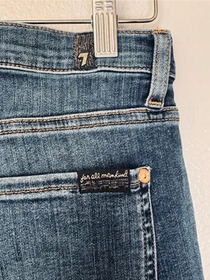 7 For All Mankind Cropped Alexa Blue Raw Hem Denim Jeans Size 28 thumbnail 9