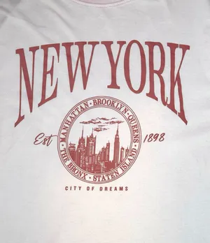OG Babe New York Graphic Baby Tee Womens S Pink Cotton Cropped Y2K Tourist thumbnail 5