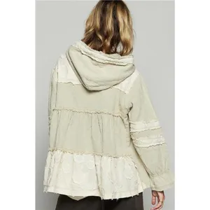 NWT POL Raw‎ Hem Color Block Hooded Jacket thumbnail 4