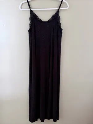Soma Black Polka Dot Lace Trim Chemise Nightgown Size Small thumbnail 3