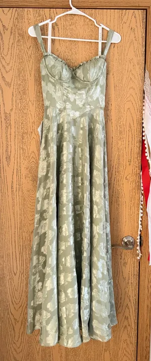 Azazie Floral Maxi Dress Sage thumbnail 1