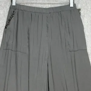 Grade & Gather Women Small Green Boho Coastal Wide Leg Raw Hem Flowy‎ Pants thumbnail 6