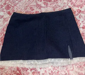 Pacsun Denim Mini Skirt with Lace Trim thumbnail 1