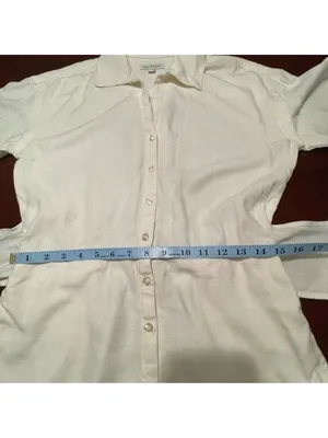 Free Assembly cream linen blend shorts romper jumpsuit belt button front Sz S thumbnail 9
