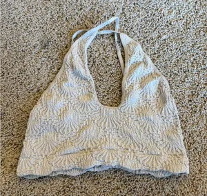 Free People Cream Textured Halter Top thumbnail 1