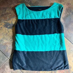 Ann Taylor Green Navy Dress Sleeveless Tank Medium thumbnail 2