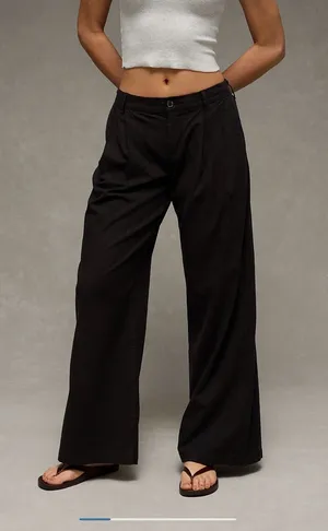 NWT American eagle low rise linen blend trouser size 4 regular black thumbnail 1