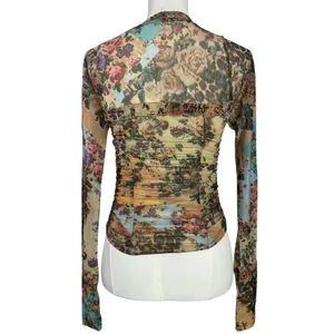 Free People Dainty Retro 90s Ariana Long Sleeve Top Taupe Combo Small thumbnail 7