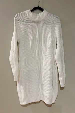 H&M White Knit Long Sleeve Sweater Dress thumbnail 1