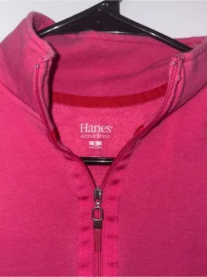 Hanes Women’s Hot Pink Half-Zip Fleece Pullover Size: S thumbnail 3
