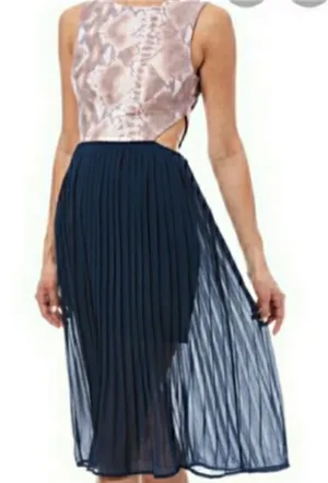 Dance & Marvel pink navy dress snake cutout side pleated NWT thumbnail 1