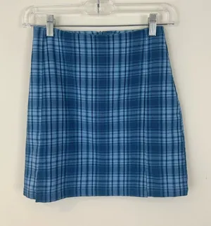 Brandy Melville Cara Blue Plaid Mini Skirt thumbnail 1