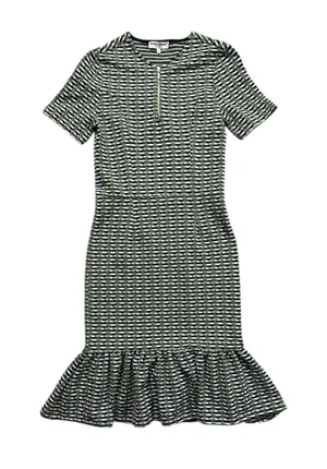 Opening Ceremony Womens Striped Short Sleeve Sheath Dress Green Ruffle Small‎ thumbnail 1