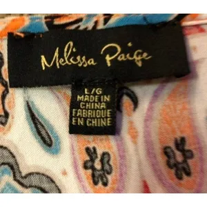 Melissa Paige Blouse Womens L Used Orange Blue thumbnail 11