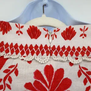 FARM Rio Jungle Flow Linen Toucan Pineapple Mini Dress M Red Boho Resort Wear thumbnail 7
