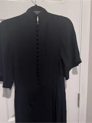 Free People Black Button Front Flutter Sleeve Dress Size 4 Viscose Boho thumbnail 1