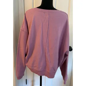 Pilcro Crewneck Sweatshirt Amour/Red Heart Embroidery Pink Sz. Medium Anthro NEW thumbnail 2