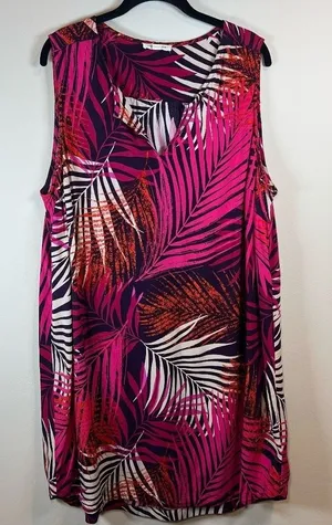 BeachLunchLounge Kayla Shift Dress Pink Purple Tropical Vacation Summer Flowy 1X thumbnail 1