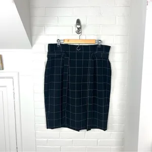 Liz Claiborne Career Black Windowpane Tie Waist Skirt Size 14 thumbnail 2
