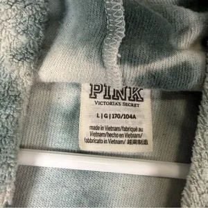 PINK - Victoria's Secret White And Green Tie-Dye Hoodie Sweater — Size Large thumbnail 8