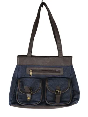 Gold Coast Blue Denim Faux Leather Shoulder Bag‎ thumbnail 1