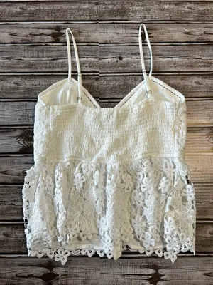 Abercrombie & Fitch White Lace Coquette Boho Cottagecore Summer Top thumbnail 3