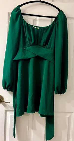 Pie in the Sky Emerald Green Long Sleeve Women's Dress- size L thumbnail 1