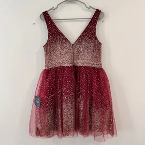 Lulus Ballerina Dream Burgundy‎ and Gold Sleeveless Skater Dress LARGE NWT thumbnail 5