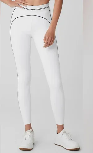 NEW Alo Yoga Airbrush High Waisted Heart Throb White/Black Legging Size L thumbnail 2