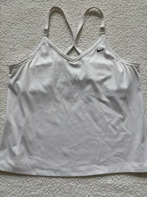 Nike Dri-FIT Indy Built-in Sports Bra Tank Top - White in XL activewear fitness NikeDriFit Athleisure Yoga thumbnail 1